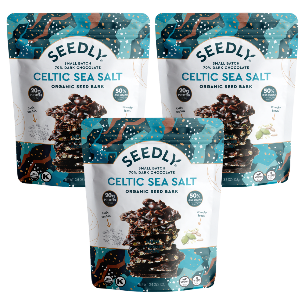 SEEDLY, Celtic Sea Salt, Dark Chocolate Bark, 3.6 Oz.