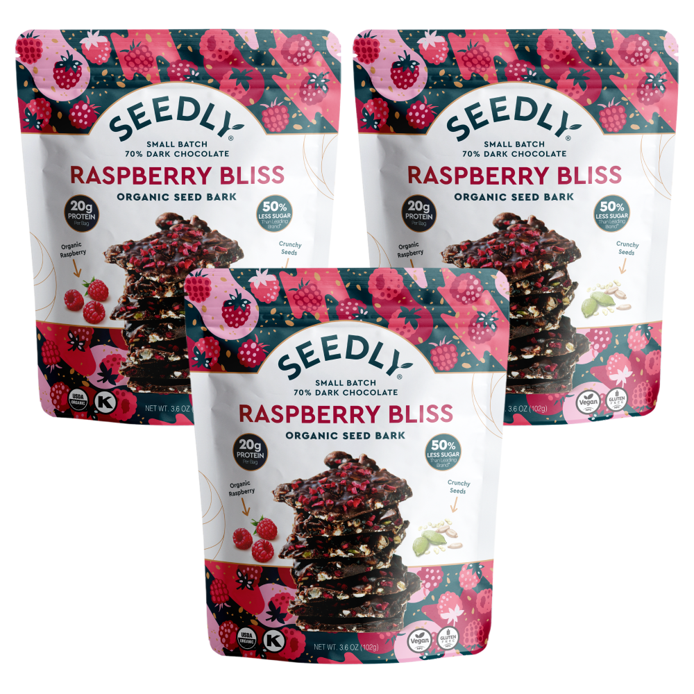SEEDLY, Raspberry Bliss, Dark Chocolate Bark, 3.6 Oz.