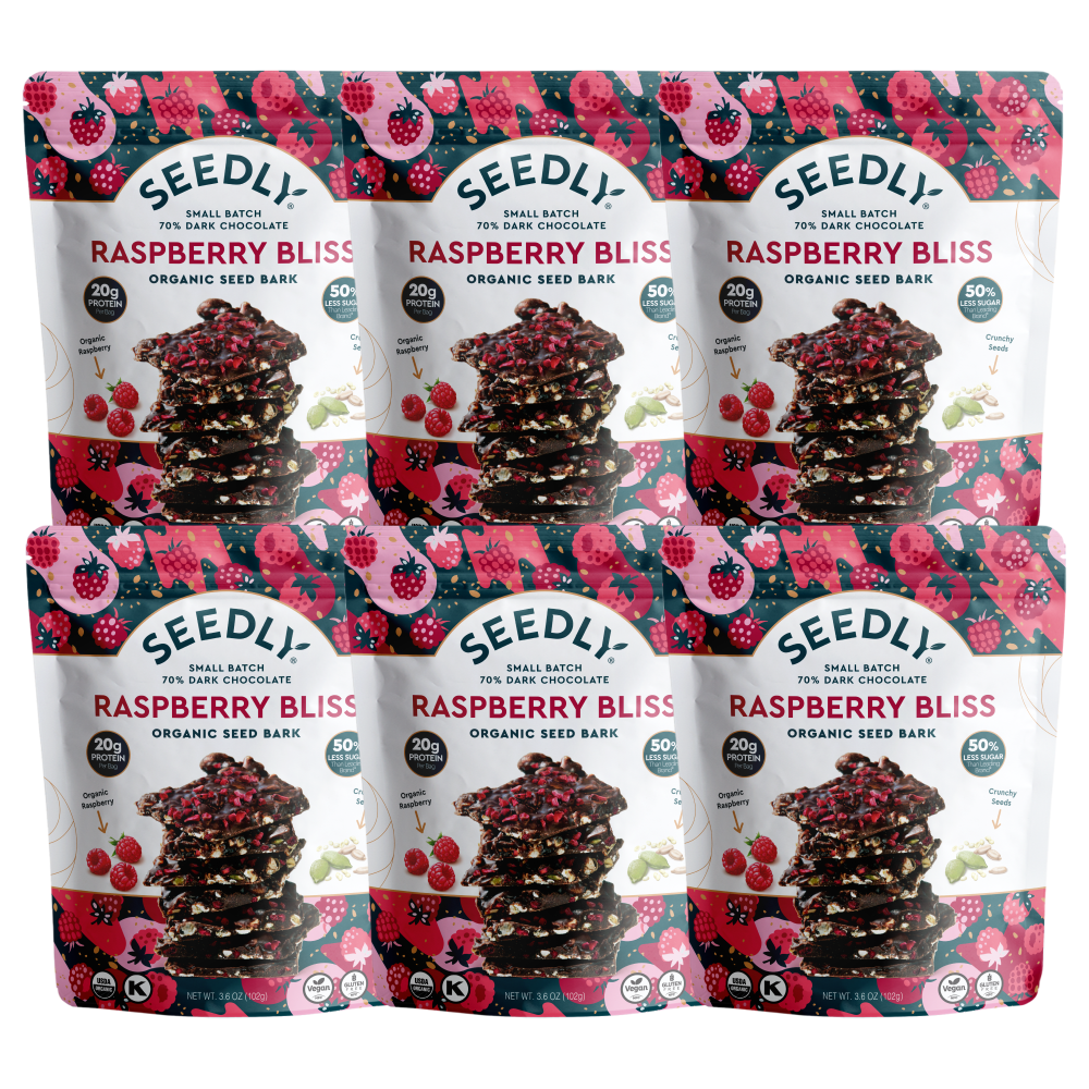 SEEDLY, Raspberry Bliss, Dark Chocolate Bark, 3.6 Oz.