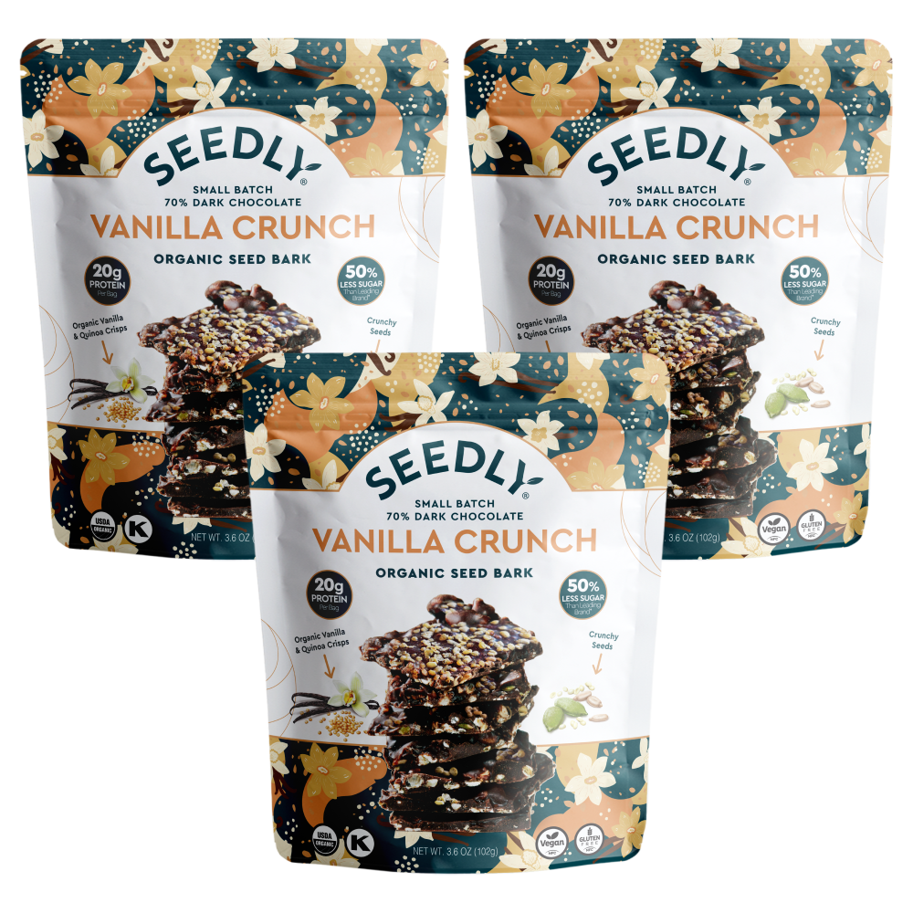 SEEDLY, Vanilla Quinoa Crunch, Dark Chocolate Bark, 3.6 Oz.
