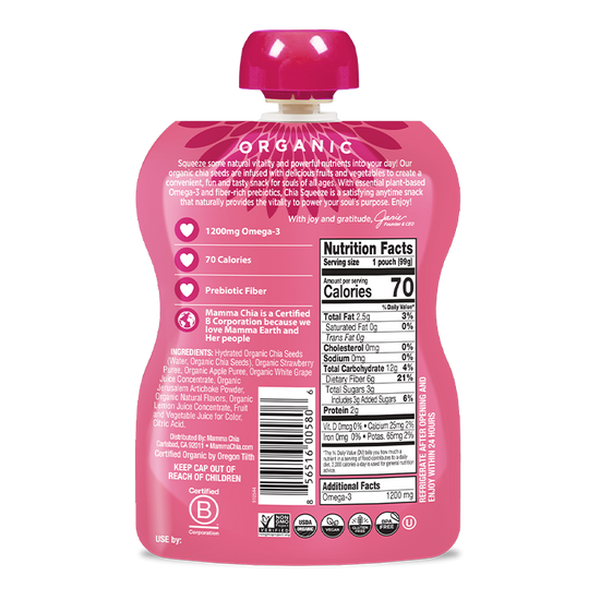 Strawberry Lemonade Organic Chia Prebiotic Squeeze