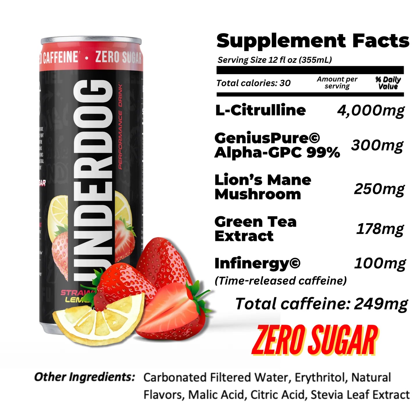 Underdog Performance Drink Strawberry Lemonade (24 Cans)
