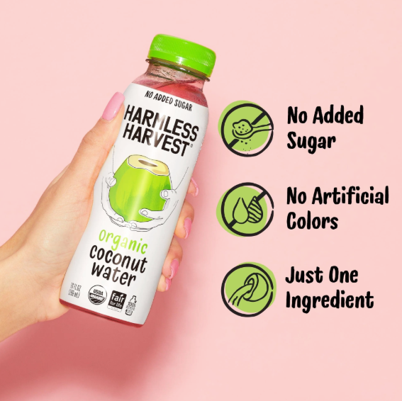 Harmless Harvest Organic Coconut Water, 10 oz - 24 Bottles