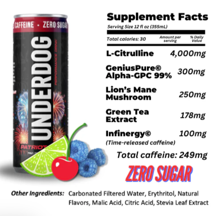 Underdog Performance Drink Patriot Pop (24 Cans)