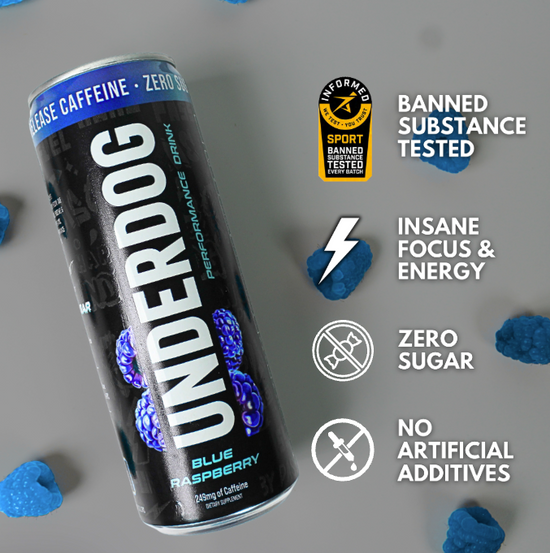 Underdog Performance Drink – Blue Raspberry (24 Cans)