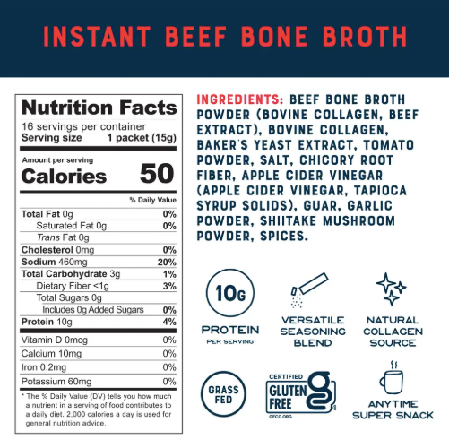 Bare Bones Beef Bone Broth Powder, 16ct