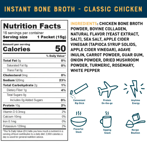 Bare Bones Chicken Bone Broth Mix, 16ct