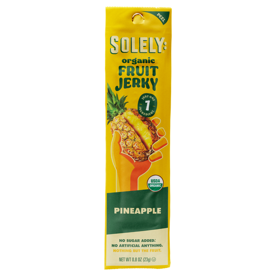 Solely Organic Pineapple Fruit Jerky Strip 0.8oz PS (12ct)