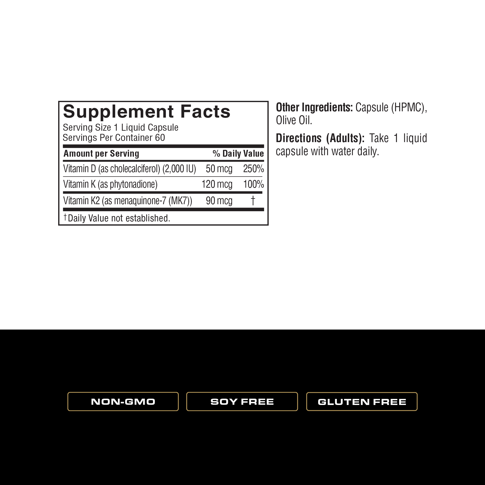 Spoken D3 + K1/K2 — Supplement Facts