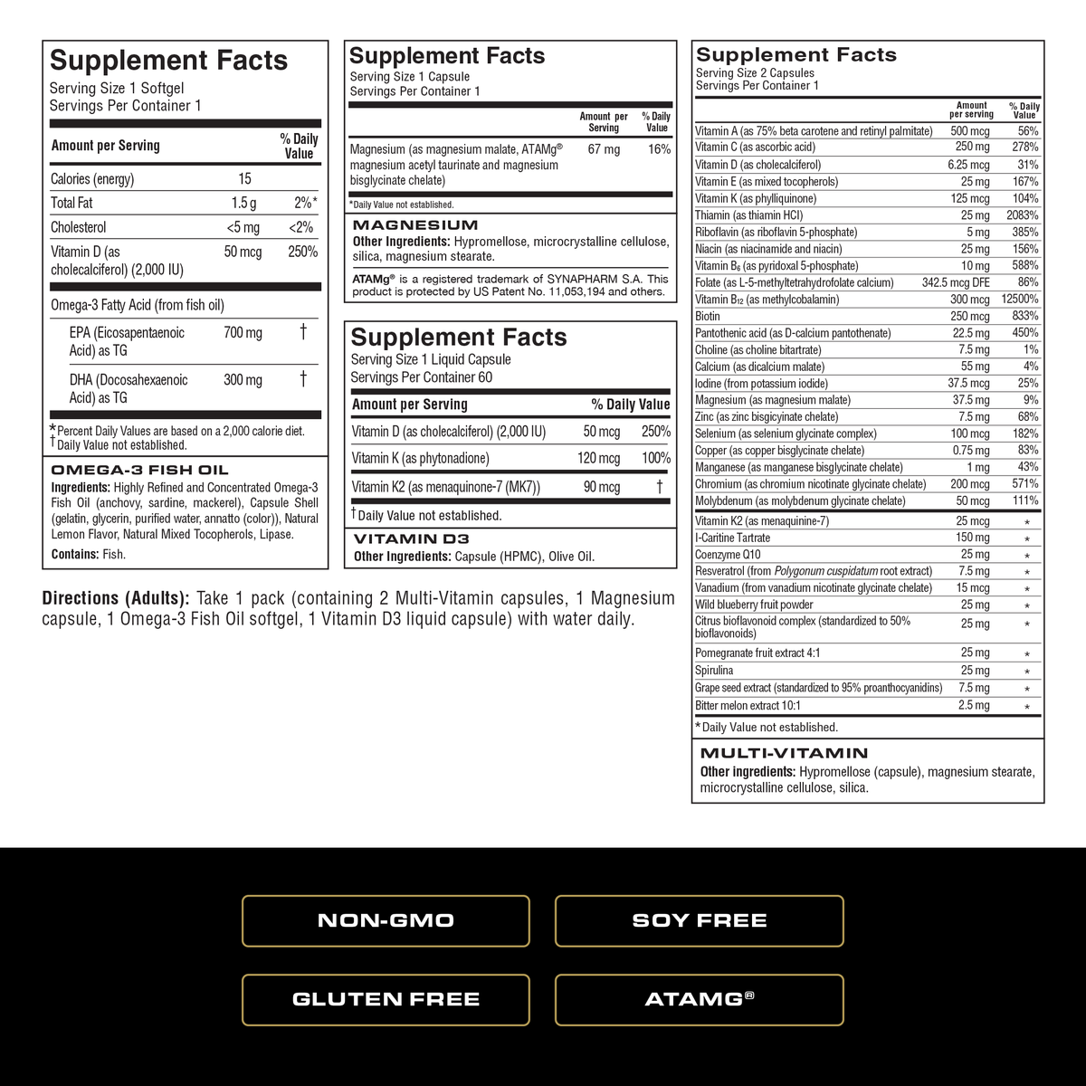 Spoken Essential Daily Packs supplement facts