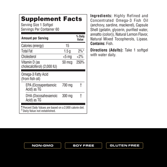 Spoken High EPA Fish Oil + D (6 count case, 60ct bottles)