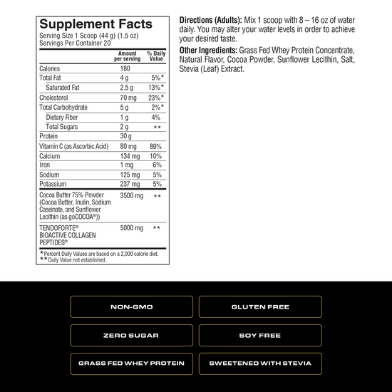 Spoken Grass Fed Whey Protein — Chocolate (6 count case, 31oz tubs)