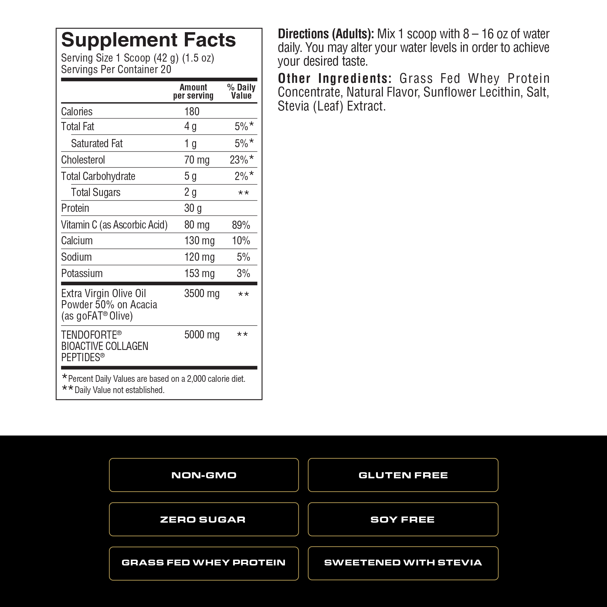 Spoken Grass Fed Whey Protein Vanilla — Supplement Facts
