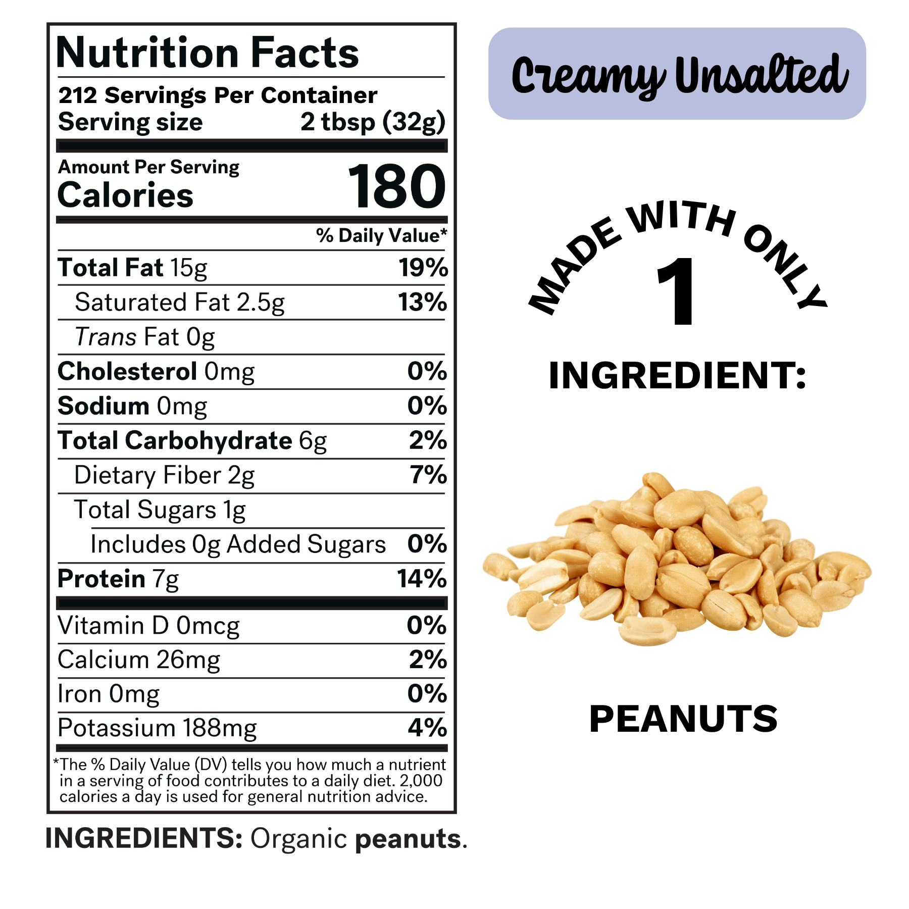 CREAMY UNSALTED Peanut Butter 15-Pound Pail - WHOLESALE