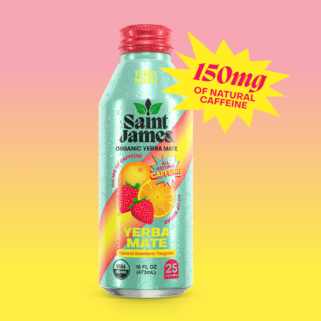 Strawberry Tangerine Yerba Mate - 150 mg Caffeine, 12 Bottles