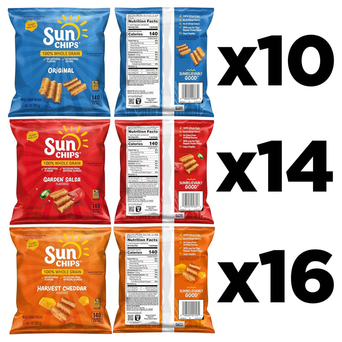 SunChips Variety Pack flavor counts
