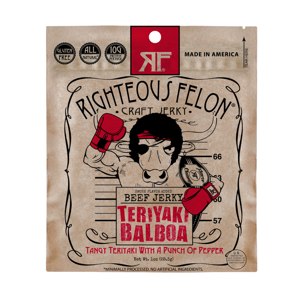 Righteous Felon Teriyaki Balboa Beef Jerky 1oz (16ct)