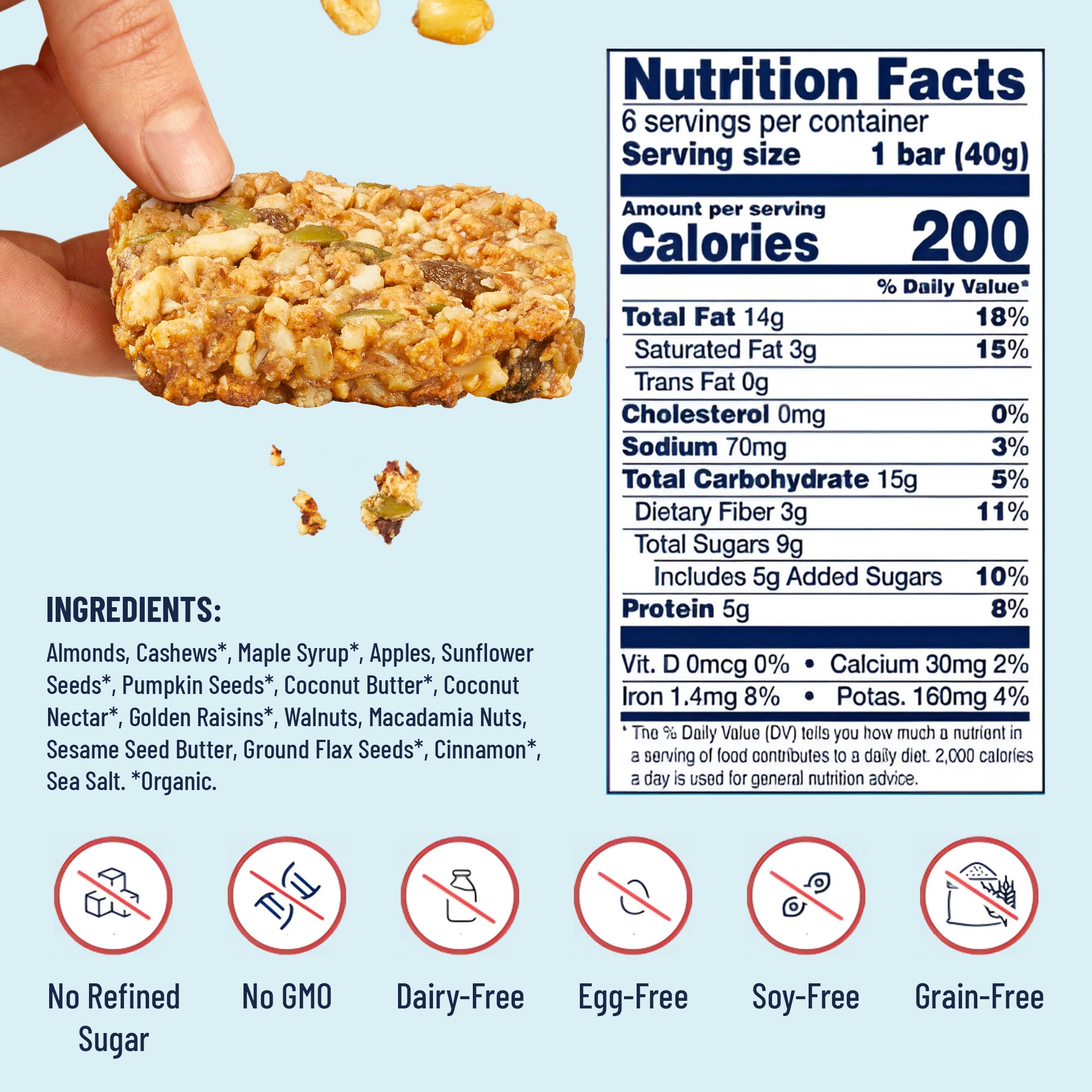YES BAR Apple Cinnamon Crisp - The Clean Fuel Bar Athletes Crave (24 Pack)