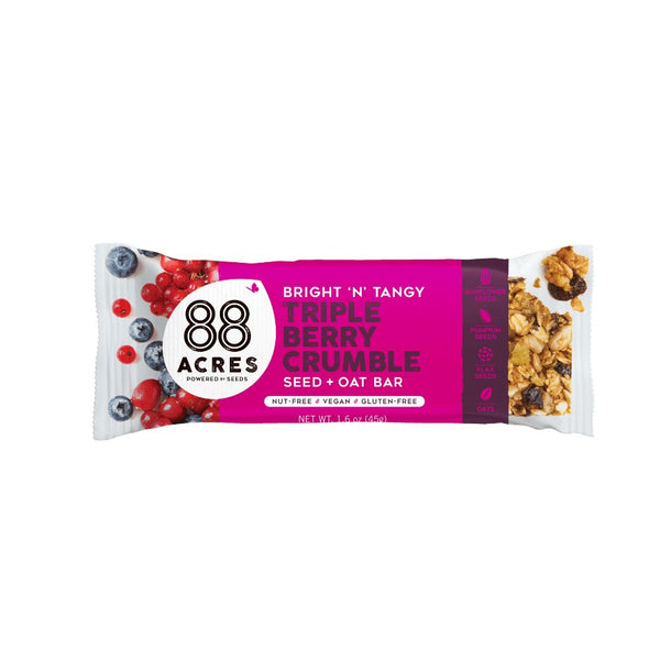 88 Acres Triple Berry Seed Blend Oat Bar 1.6oz (9ct)