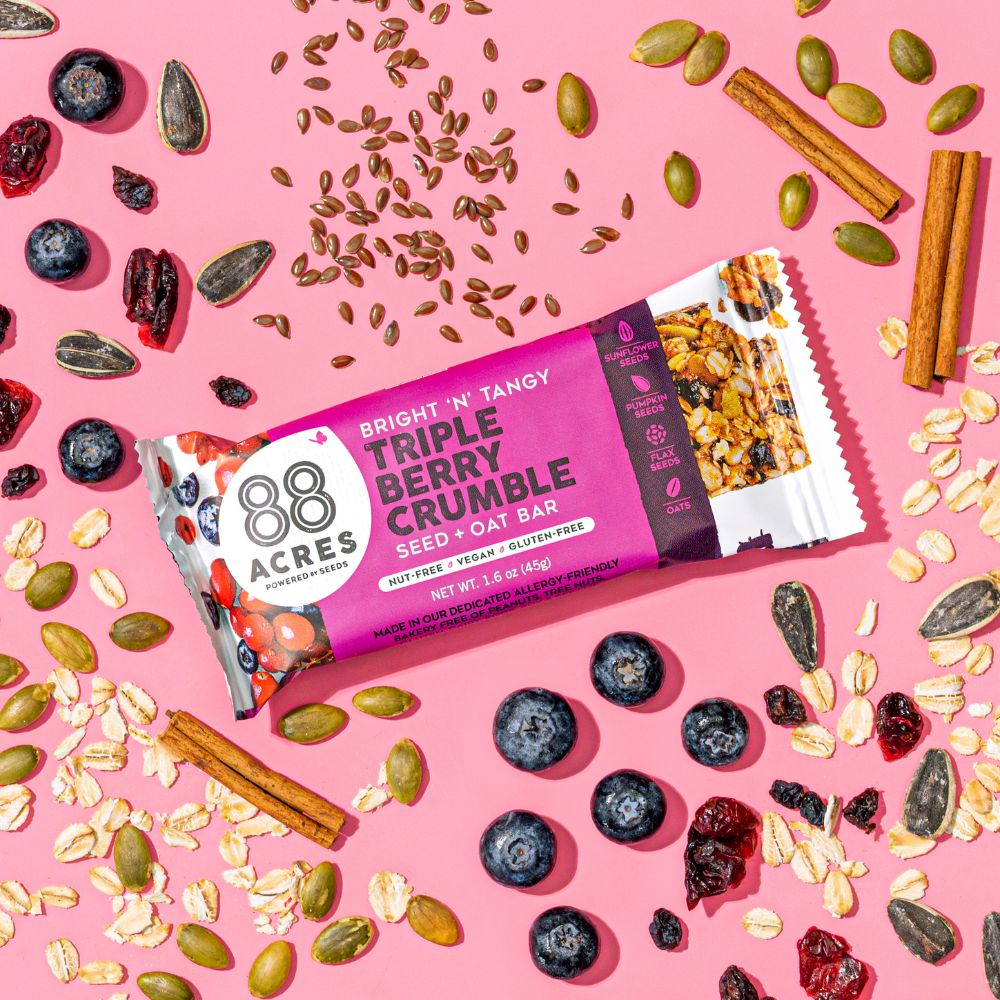 88 Acres Triple Berry Seed Blend Oat Bar 1.6oz (9ct)