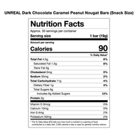 UNREAL Dark Chocolate Caramel Peanut Nougat Bars (Snack Size) Nutrition Facts