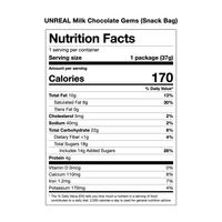UNREAL Milk Chocolate Gems (Snack Bag) Nutrition Facts