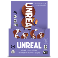 UNREAL - Mini Dark Chocolate Almond Butter Cups (Caddy of 40 Individually Wrapped Cups)