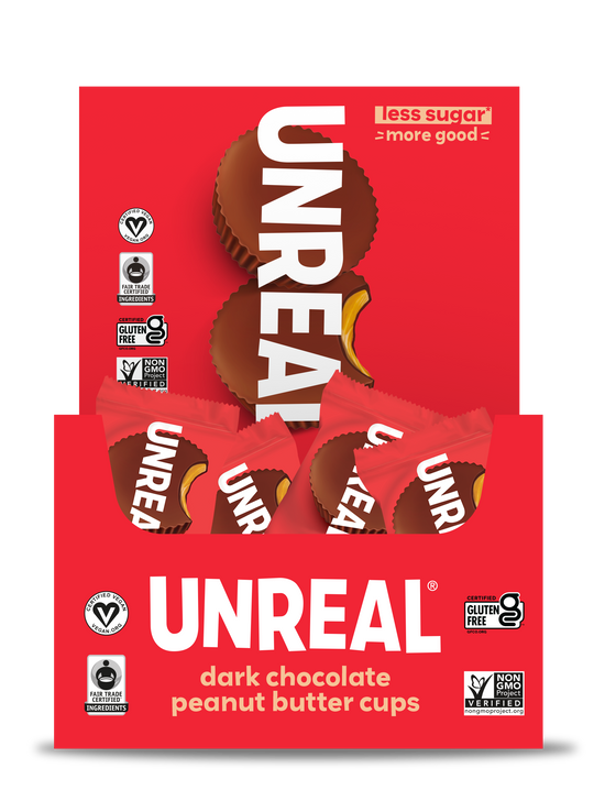 UNREAL - Mini Dark Chocolate Peanut Butter Cups (Caddy of 40 Individually Wrapped Cups)