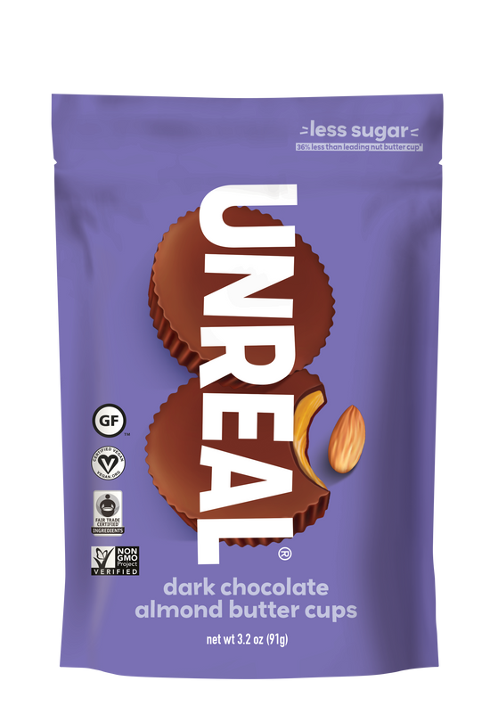 UNREAL - Dark Chocolate Almond Butter Cups (Case of 6 Bags, 6 Cups per Bag - 36 Cups)