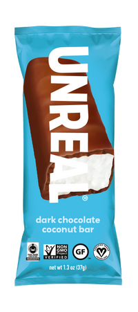 UNREAL - Dark Chocolate Coconut Bars, Full Size (Caddy of 12 Bars, 1.3 oz each)
