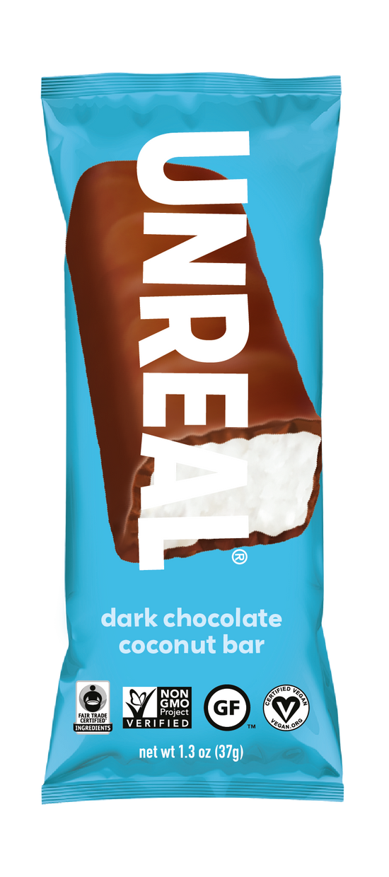 UNREAL - Dark Chocolate Coconut Bars, Full Size (Caddy of 12 Bars, 1.3 oz each)