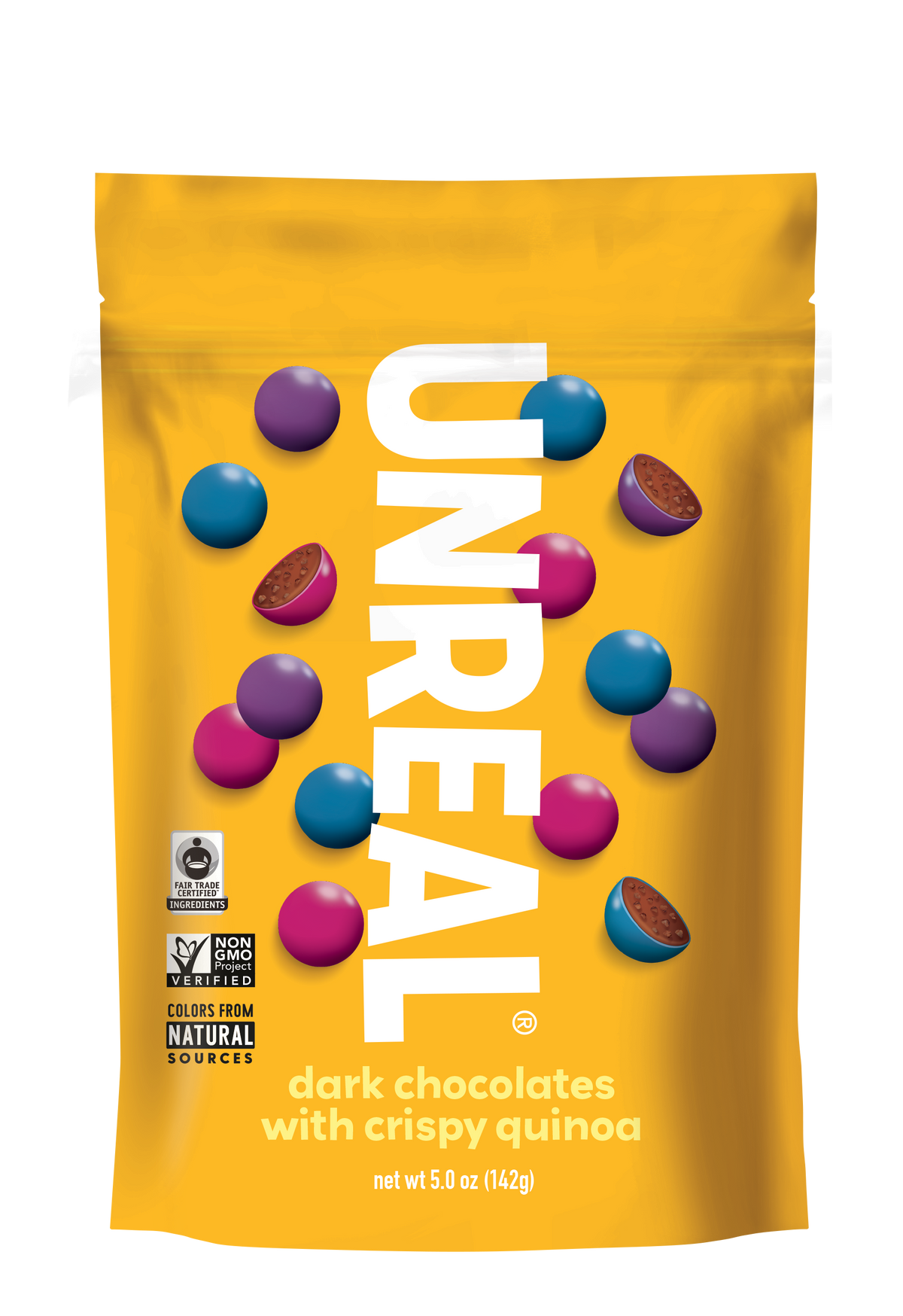 UNREAL - Dark Chocolate Crispy Quinoa Gems (Case of 6 Bags, 5 oz each)