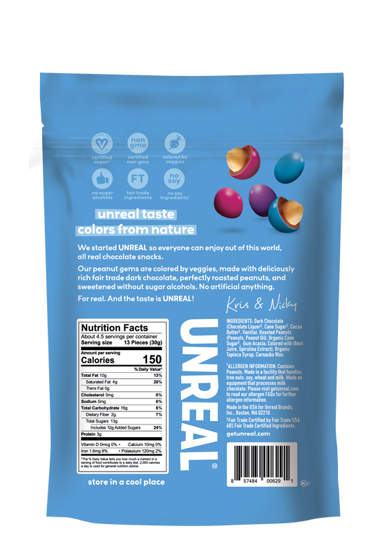 UNREAL - Dark Chocolate Peanut Gems (Case of 6 Bags, 5 oz each)