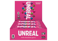 UNREAL - Milk Chocolate Gems Snack Bags (Caddy of 12 Bags, 1.5 oz each)