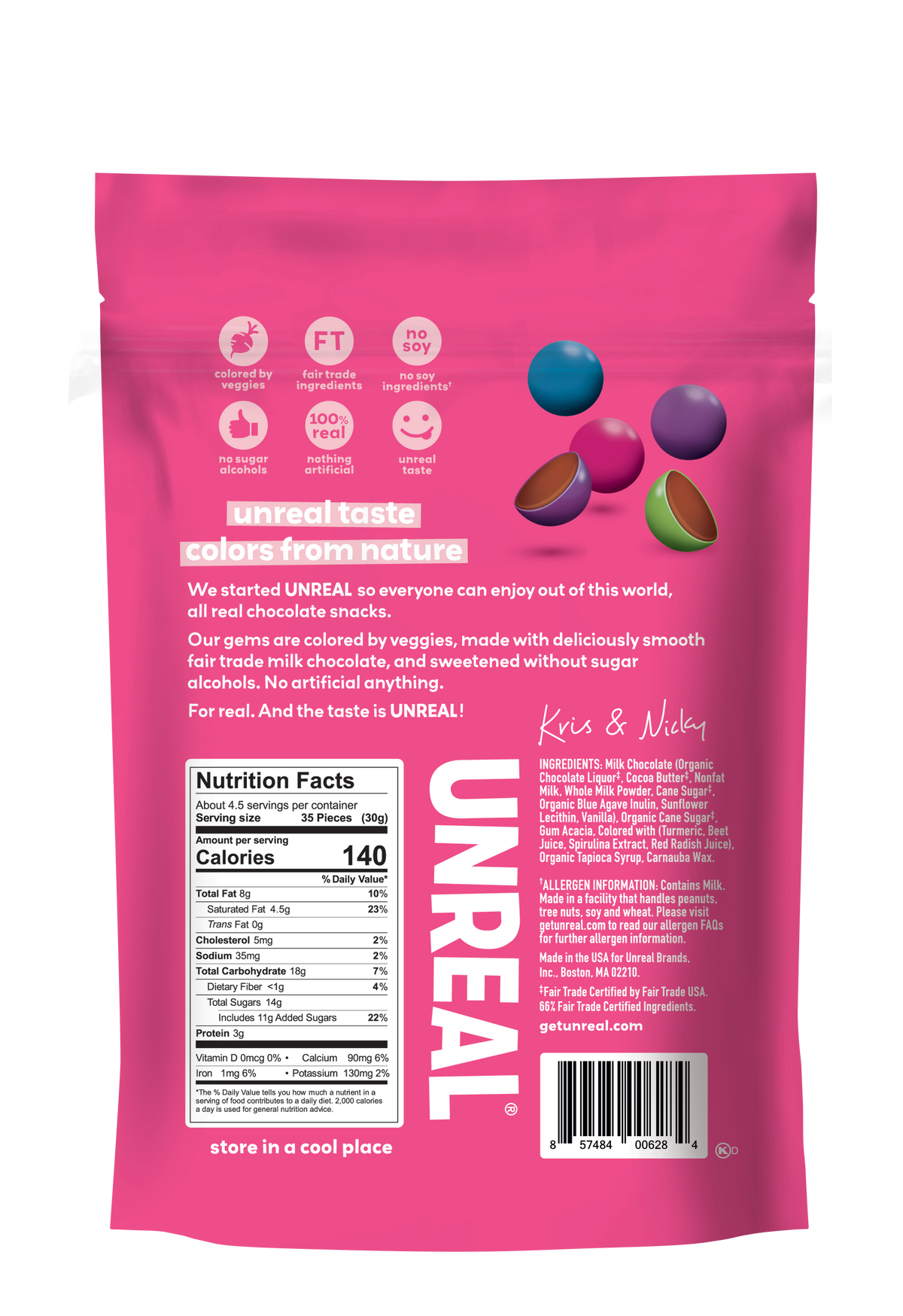 UNREAL - Milk Chocolate Gems (Case of 6 Bags, 5 oz each)