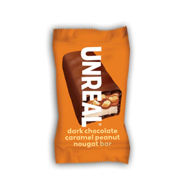 UnReal Mini Bites Dark Chocolate Caramel Peanut Nougat Bars 0.5oz (30ct)