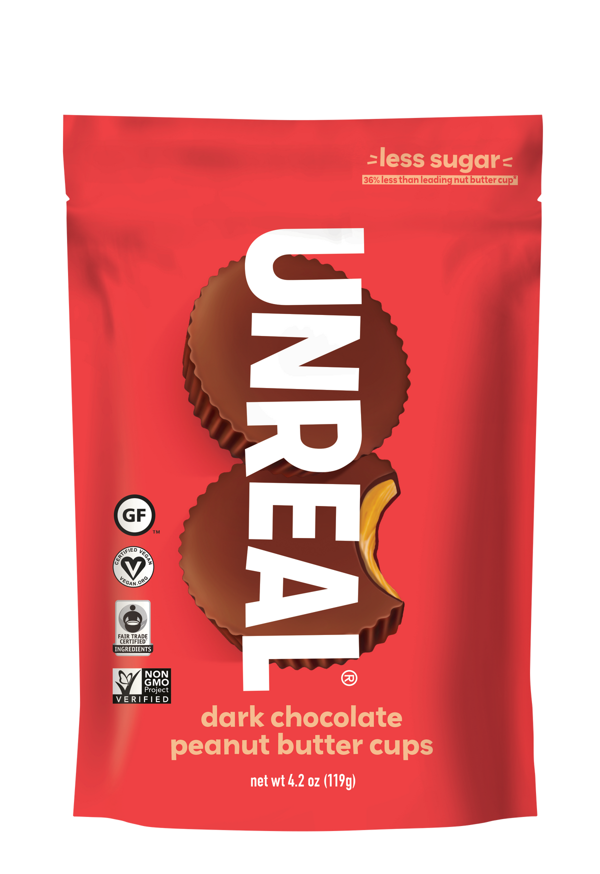 UNREAL - Dark Chocolate Peanut Butter Cups (Case of 6 Bags, 8 Cups per Bag - 48 Cups)