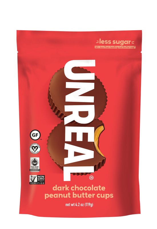 UNREAL - Dark Chocolate Peanut Butter Cups (Case of 6 Bags, 8 Cups per Bag - 48 Cups)