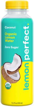 Lemon Perfect Coconut, Flavored Lemon Water, Organic, Zero Sugar, 15.2 fl oz Bottles (12-Pack)