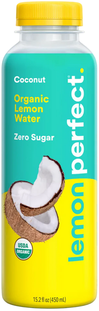 Lemon Perfect Coconut, Flavored Lemon Water, Organic, Zero Sugar, 15.2 fl oz Bottles (12-Pack)