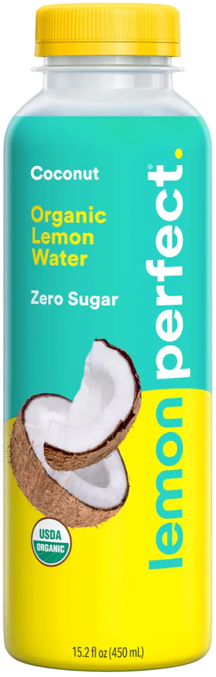 Lemon Perfect Coconut, Flavored Lemon Water, Organic, Zero Sugar, 15.2 fl oz Bottles (12-Pack)
