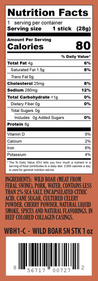 Pearson Ranch Wild Boar Single Snack Stick - 24 Count Caddy
