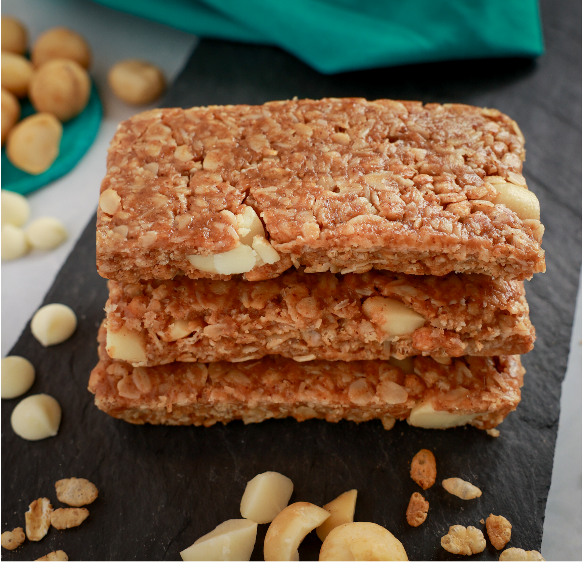 White Chocolate Macadamia Bars