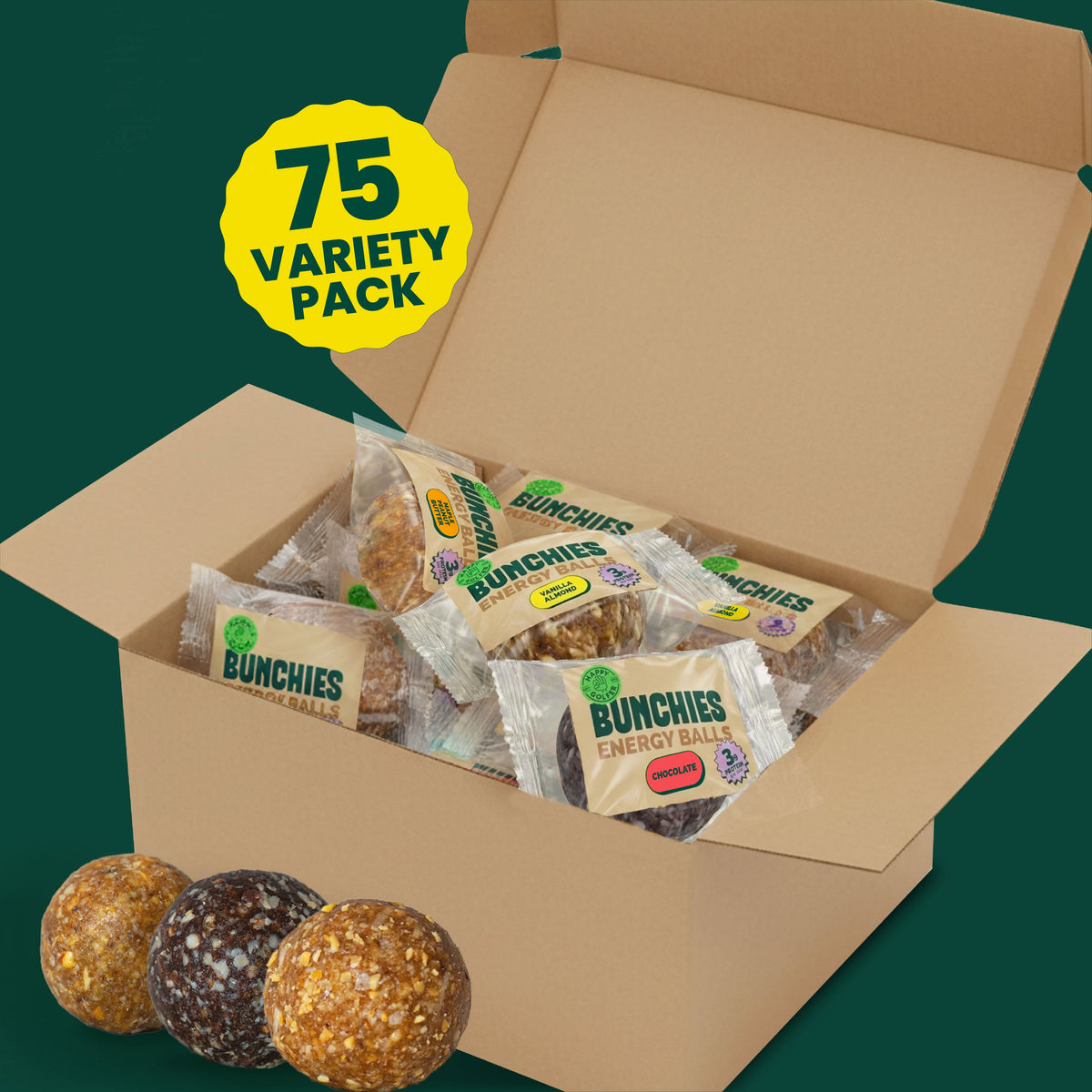 BUNCHIES Energy Balls – Mixed Variety (75 single serves)