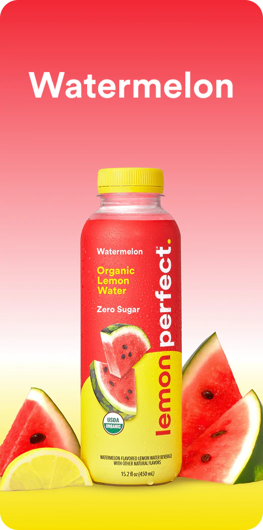 Lemon Perfect Watermelon, Flavored Lemon Water, Organic, Zero Sugar, 15.2 fl oz Bottles (12-Pack)