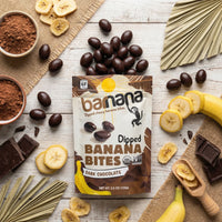 (100g, 12 Pack) Organic CHOCOLATE Banana Bites