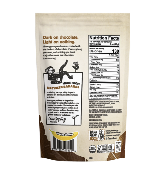 (100g, 12 Pack) Organic CHOCOLATE Banana Bites