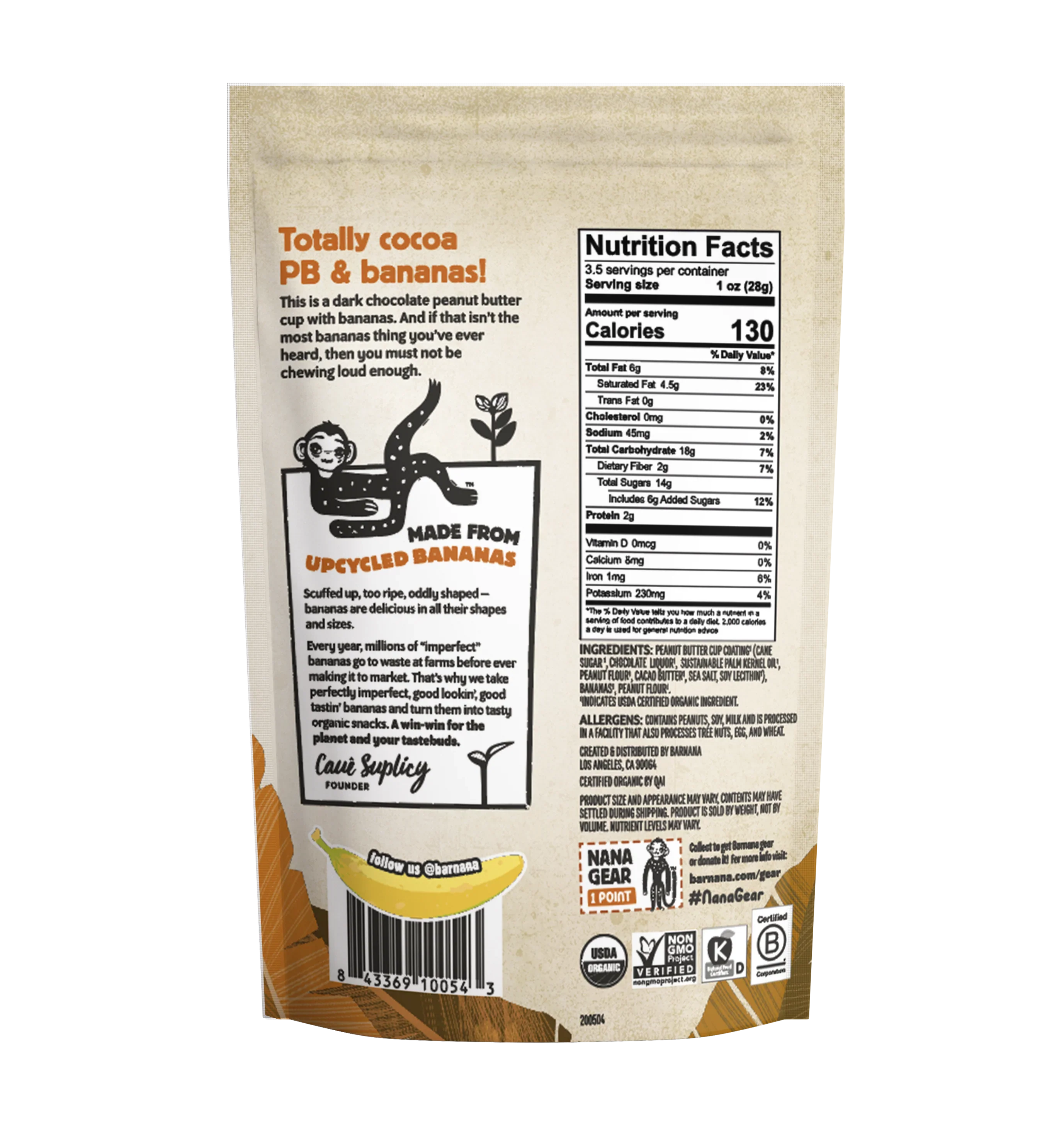 (100g, 12 Pack) Organic PB CUP Banana Bites