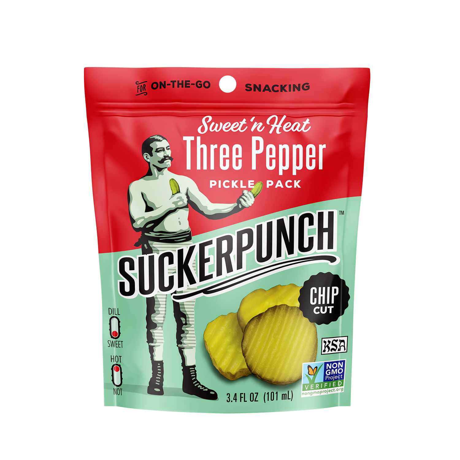 SuckerPunch Sweet 'n Heat 3-Pepper Pickle Chips Box - 180 Packs