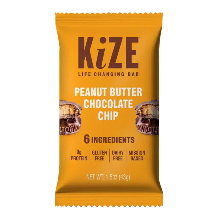 Kize Peanut Butter Chocolate Chip, Protein Snack Bar, 1.5oz, 20 bars